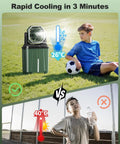 All In One Misting Fan With 24000mAh Battery And 8L Water Tank For Outdoor Cooling In Use On Sports Field With Player
