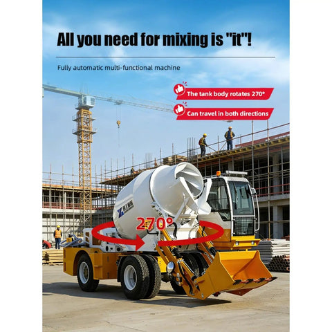 Tough As Nails Real Heavy Duty Mobile Concrete Mixer With Reliable Hydraulic Loading System built tough for construction sites.