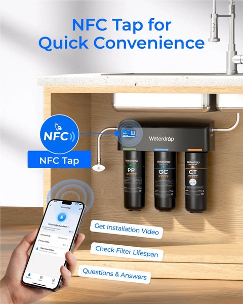Under Sink Water Filtration System For Municipal Cold Water Direct Connect To Faucet Reduces PFAS PFOA PFOS Fluoride Chlorine