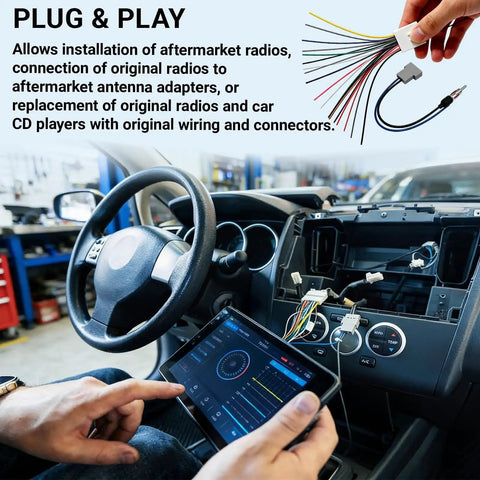 Radio Wiring Harness Kit With Antenna Adapter And Steering Wheel Control Wire for aftermarket stereo install in car interior