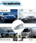 Shark Fin Antenna Cover Universal Roof Aerial With Adhesive Tape For Cars Trucks SUVs Silver Plastic Exterior Decor Easy Install shown with cars and trucks