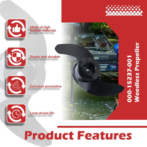 Weedless Propeller For Ghost Trolling Motors, Black Finish, Quiet, Durable Prop That Prevents Weed Tangling, Smooth Power And Easy Install, Fits Ghost Trolling Motor Propellers, Perfect For Weedy Water Fishing