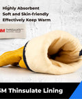 Close-up of Winter Leather Work Gloves with Thinsulate Lining, 100 Percent Full Grain Cowhide, Size Large, showcasing inner lining.