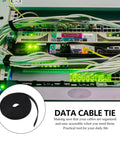 Durable Black Hook And Loop Cable Ties 2 Rolls Reusable Self Adhesive Cord Organizers tame tangled cables fast in a server rack.
