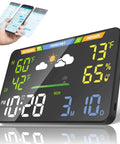 Smart Weather Station With 8.5 Inch LED Display For Indoor Outdoor Use WiFi Enabled Wireless Dual Power Atomic Clock Temperature And Humidity Monitor No App Needed Browser Based Dashboard For Home Or Office