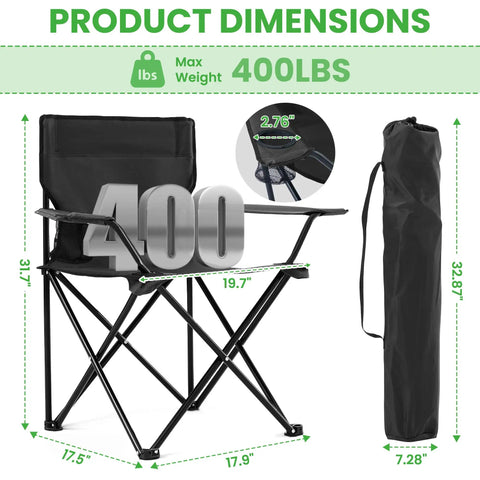 2 Pack Portable Camping Chairs Folding Lawn Chairs Outdoor Lightweight Beach Chairs With Cup Holder And Carry Bag 400lbs