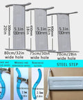 Electric Attic Stair Pull Down Ceiling Ladder Titanium Magnesium Alloy dimensions of steel steps for different hole widths.