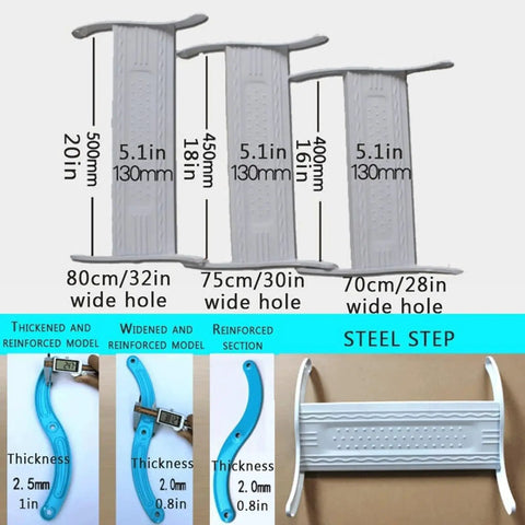 Electric Attic Stair Pull Down Ceiling Ladder Titanium Magnesium Alloy dimensions of steel steps for different hole widths.