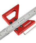 Boss Grade Circle Center Finder Tool For Woodworking And Carpentry Features Adjustable Ruler Plus Secure Locking Screw on CNC machined base.