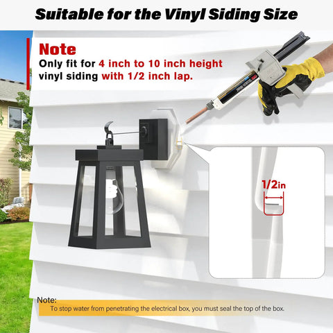 Vinyl Siding Mounting Blocks Kit With Octagon Mount Block And Plate For Half Inch Lap Siding, 4 To 10 Inch Height, White, Premium Paintable Plastic, Weatherproof Exterior Mounting Hardware For Quick No Fuss Easy Siding Install. Installed on white vinyl siding with 1/2 in lap