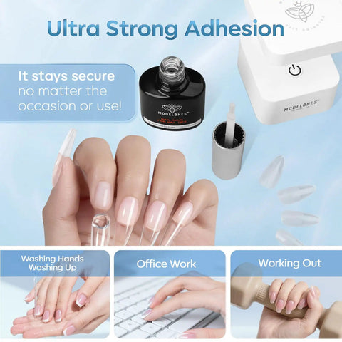 10 In One Nail Gel Glue Base Coat Brush On Nail Polish Glue 15ml For Tips And Rhinestones Blooming Art Hema Free Gel Kit display