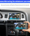 Wireless CarPlay And Android Auto Retrofit Kit For Audi A6 S6 (2010-2011) And Audi Q7 (2010-2015) showing phone mirroring feature