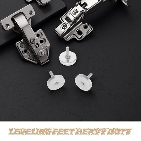 6Pcs Adjustable Furniture Leveling Feet For Tables And Wood Legs, Heavy Duty Iron And Plastic Construction With M8 Thread, Easy Install No Sweat Stability Boosters For Home And Office, Fits Most Furniture, shown with screws