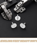 Adjustable Furniture Leveling Feet 6Pcs Heavy Duty Iron And Plastic Screw In Levelers With M8 Thread For Wood Tables Cabinets Chairs Perfect For Office Home And Restaurant Floors On Uneven Surfaces., 6pcs white M8 screw-in leveling feet shown with metal furniture hardware