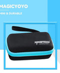 Black and turquoise yo-yo storage bag with soft foam padding, holds multiple yo-yos and accessories, lightweight professional case.