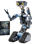 Johnny 5 Robot Building Set With Remote Control 1176 Pieces Rechargeable STEM Tech Movie Robotic Figure Model Kit For Adults Men Geek Gift Educational Hands On Robotics Project Gift Idea For Fans, front view, 18.5 in figure, plastic build