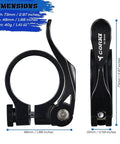 34.9mm Adjustable Bicycle Seatpost Clamp with Quick Release, Aluminum Alloy, No-Slip Secure Grip, Black, Front and Side Views