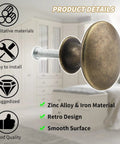 Product details of 8 Piece Antique Bronze Kitchen Cabinet Knobs Set, 30mm Vintage Round Drawer Pulls with screw, zinc alloy material.