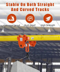 Heavy Duty Manual Trolley for 2 Ton Load, Steel Push Beam Trolley With Dual Wheels, Adjustable Width displayed in a warehouse