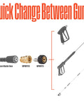 Pressure washer gun with extension wand and two brass quick-connect fittings (WPWFIT10, WPWFIT11)
