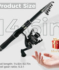 Telescopic Fishing Rod And Reel Combo With Carrier Bag For Freshwater Angling Lightweight Two Piece Spinning Rod Set