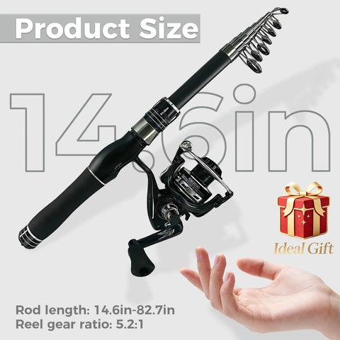 Telescopic Fishing Rod And Reel Combo With Carrier Bag For Freshwater Angling Lightweight Two Piece Spinning Rod Set