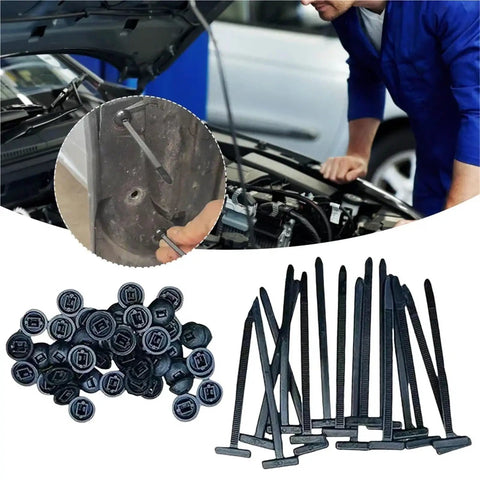 Heavy Duty Nylon Cable Tie Buckle With Pin And Button Universal Zip Ties For Car Engine Guard Trunk Lining Repair 800 Pack