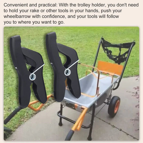 Hands Free Wheelbarrow Tool Holder For Aerocart And Wagon, Keeps Rake Shovel Pitchfork Secure As You Roll, Universal Fit