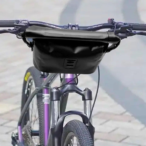 Waterproof Bicycle Handlebar Bag Expandable Cycling Pack IPX6 500D PVC 7L Bikepacking Gear mounted on bike handlebars
