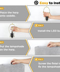 Installation steps for Set Of 2 Modern Touch Control Table Lamps With USB Ports For Nightstands, 22 Inch Large Bedside Lamps