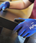 HyFlex 11-618 Ultra Thin Nylon Safety Gloves For Automotive And Fabrication, Size 11 2XL, Blue, used for precise assembly.