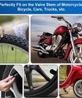Universal Tire Valve Cap Set With Lock Tight Sealing Ring For Bike Bicycle Car Motorcycle Black 16 Pieces shown on various vehicles