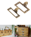 Six Pack Antique Brass Label Frame Card Holder Drawer Pulls For Cabinets And Drawers 2.12 By 1.18 Inch Zinc Alloy Durable Rust Resistant Hardware
