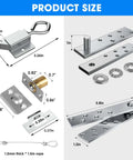 Product size guide for Pivot Door Hinges Heavy Duty Stealthy Hidden Hinge Kit for Wood Secret Doors and Bookcases with dimensions.