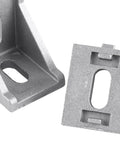 Built Tough Aluminum Alloy L Shaped Corner Brackets Set Right Angle Furniture Fasteners close-up view of two pieces