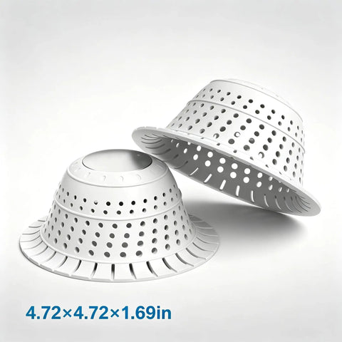 Bathtub Drain Strainer Silicone Bathroom Stopper Fixture set of two, 4.72x4.72x1.69in, white, designed for trapping hair and debris.