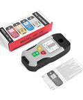 6 in 1 Stud Finder Wall Scanner, Electronic Center and Edge Detector with HD LCD Display, near user manual and box.