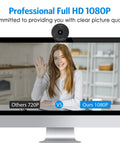 Slick 1080P USB Webcam With Crisp Stereo Mic And Slide Lock Privacy Slider For Dope Video Calls Remote Hustling Live Streaming Plug And Play Top Tier Lens Upgrade on a monitor showing HD comparison.