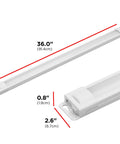 36 Inch Plug-In Linkable Under Cabinet Light Bar With High Low Off Switch, Warm 2700K LED Kitchen Lighting dimensions shown