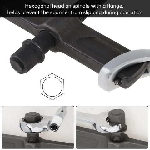 Close-up of Heavy Duty 4 Inch CR V Gear Puller With Two Jaw Adjustable Bearing Puller showing hexagonal head and reversible claw design.