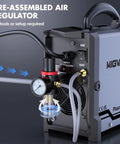 Beefy 50 Amp Plasma Cutter With Dual Voltage 110V To 220V shown with pre-assembled air regulator and power switch.
