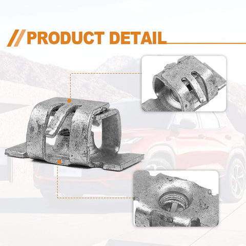 Close-up of a steel front bumper panel clip from the 25 Piece Set Of Righteous Front Bumper Specialty Nuts And Fender Liner Panel Clips That Lock Down Tight For GM Vehicles Featuring Direct OEM 11609952 Replacement.