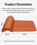 Ultimate Car Seat Leg Extender Cushion For Mini Cooper Se Convertible Jcw Electric Drives showing dimensions 38cm x 44cm x 18cm with safety buckles.