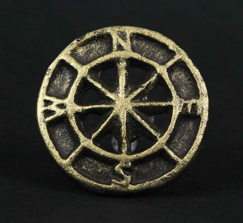 Aged Bronze Compass Rose Drawer Pull, durable cast iron hardware, rustic home decor, nautical style, 2.25 inch diameter