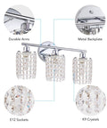 3 Light Crystal Vanity Sconce Over Mirror With Nickel Finish featuring durable arms and K9 crystals for bathroom and living room decor
