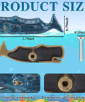Sperm Whale Shaped Cabinet Knobs 4 Piece Set In Vintage Ocean Blue Zinc Alloy for drawers with dimensions and details.