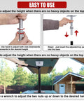 Adjusting Heavy Duty House Floor Jacks Solid As A Rock Adjustable Post Supports with wrench and nuts for height adjustment.