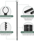 Diagram of outdoor string light poles 2 pack 10 ft tall ground insertion poles with spiral anchor and stainless steel hook.