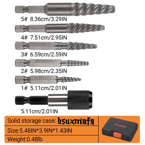 6 Piece Screw And Bolt Extractor Set For Removing Broken Bolts And Stripped Screws Quickly And Easily No Sweat For Studs