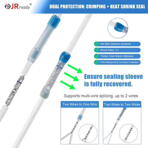Heavy Duty Heat Shrink Butt Splice Kit For 26 12 AWG Wires Waterproof IP68 MiniSeal Connectors close-up showing assembly details